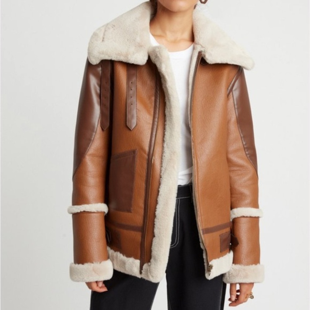 Choosy Amelia Vegan Leather Fur-Lined Jacket